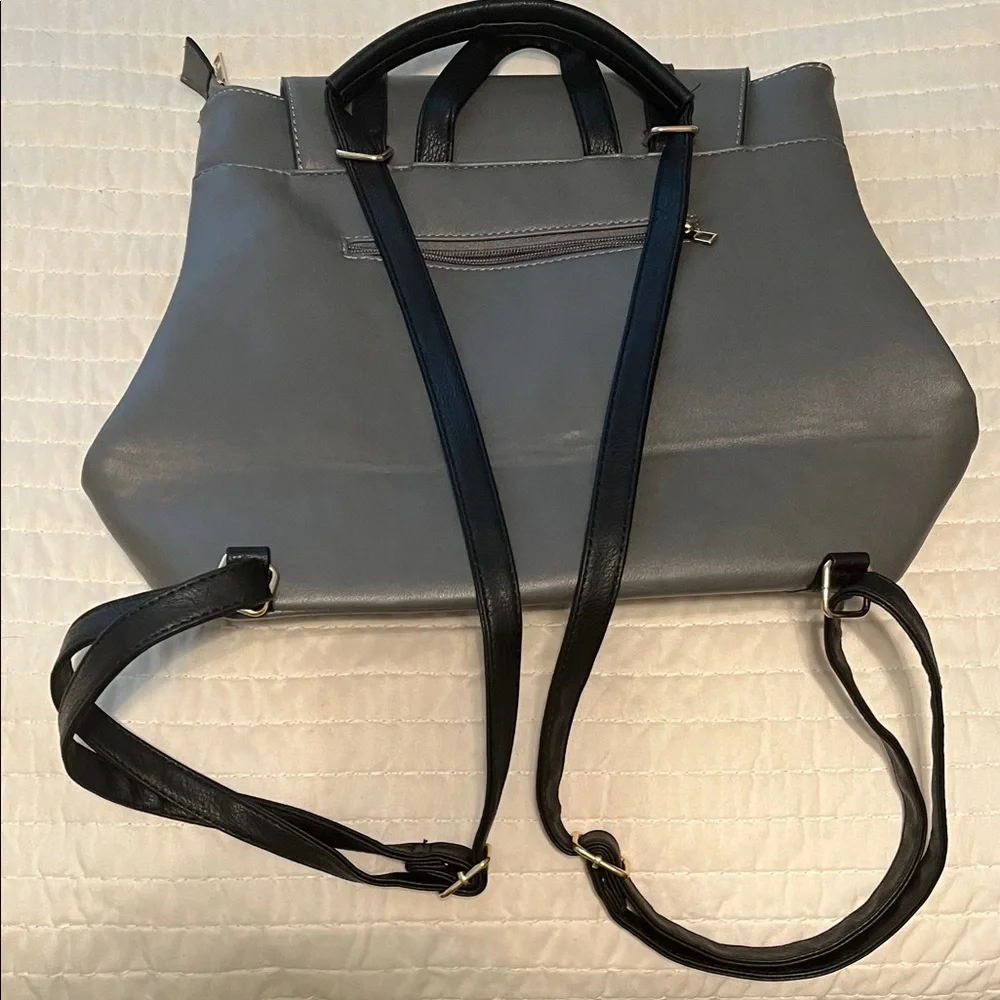 Jen & Co Vegan Leather Black and Gray Women's Backpack Purse